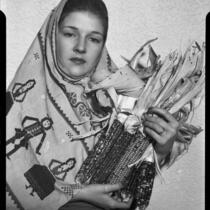 Betty Hanna with corn, 1941