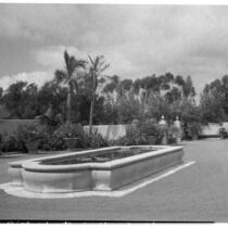 Alfred E. Dieterich residence, view of reflecting pool and lawn, Montecito, 1931