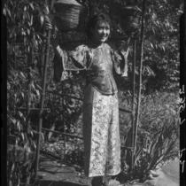 Olive Young in the garden of the Otis Art Institute, Los Angeles, 1928