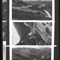Three aerial photographs of Topanga Canyon Road, Topanga, circa 1923-1928