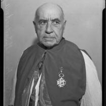Monsignor Antonio M. Santandreu wearing the cross of the Order of Isabella the Catholic, Los Angeles, 1934
