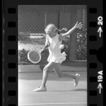9-year-old Tracy Austin playing in the Los Angeles Junior Tennis Tournament, 1972
