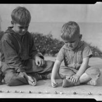 Boys playing marbles, Los Angeles, circa 1935