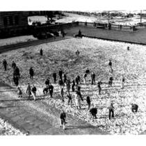 Snowfall on campus - Snowball fight on Esplanade, 1932