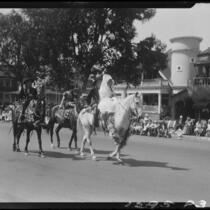 Spanish-style horseback riders, Santa Monica Pioneer Days parade, Santa Monica, 1930 or 1931