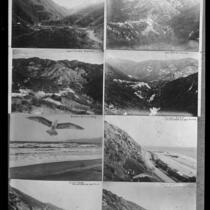 Four views of Las Flores Canyon and four views of area of the Malibu coast near the canyon, Malibu, circa 1912-1925