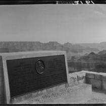 Plaque honoring John Wesley Powell, Grand Canyon overlook, Grand Canyon, Arizona, 1925