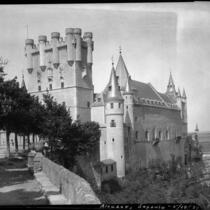 Alcázar of Segovia, view of the towers and turrets, Segovia, Spain, 1929