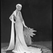 Peggy Hamilton modeling a Dolly Tree gown of chiffon velvet, 1931