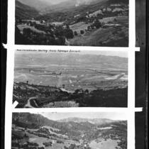 Three photographs of the San Fernando Valley taken from Topanga Summit, Topanga, circa 1923-1928