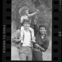 Margaret Prescod with husband Sam Weinstein and daughter, 1986