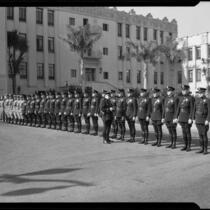 Beverly Hills Police Department officers lined up for inspection, Beverly Hills, 1932