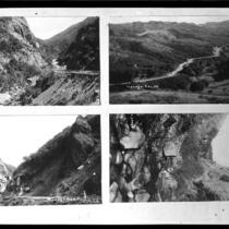 Four photographs of Topanga Canyon Road in the Santa Monica Mountains, Topanga, circa 1923-1928