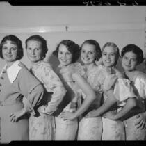 Young women posing at community dance, Santa Monica, 1934