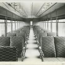 Interior view of 1200-class equipment showing new seats and lighting which were installed under general plan for modernization of equipment