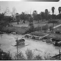 Damage after near-tornado level winds and rain strike Alhambra.  February 13, 1936.