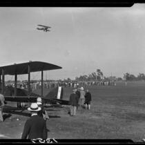 Biplanes and crowd, [1920s?]