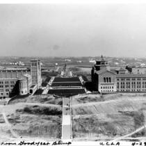 Aerial view of Janss Steps and campus, 1930