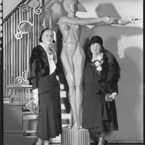 Peggy Hamilton with Mrs. Frank H. Schofield at Warner Bros. Studio, Burbank, 1931