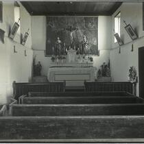 Adobe chapel of the Immaculate Conception, interior view, San Diego, circa 1889