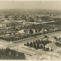 View from Central Park looking to 6th St. and Hill, Los Angeles, 1880
