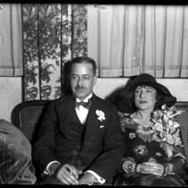 William Jennings Bryan Jr. son of orator sitting with his wife, Ellen on their wedding day in Los Angeles, Calif., 1929