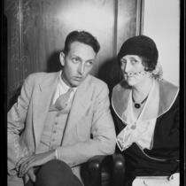 Kenneth Shumway and Nina Shumway, husband and mother-in-law of embezzlement suspect Marie Shumway, 1932