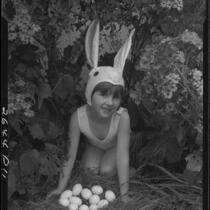 Barbara Jo Cozzens dressed as Easter bunny, Santa Monica, 1934