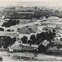 Aerial of the Los Angeles plaza, 1868